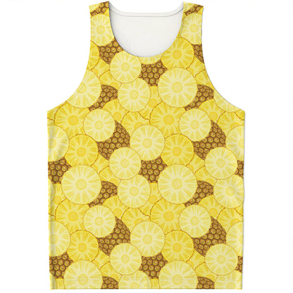 Pineapple Slices Pattern Print Men's Tank Top