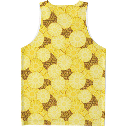 Pineapple Slices Pattern Print Men's Tank Top