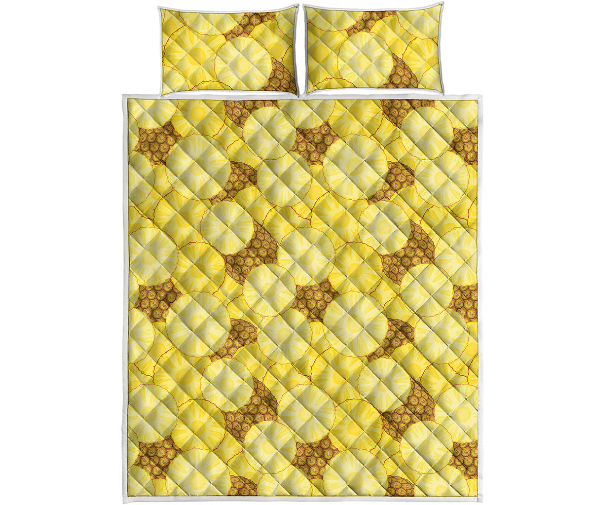Pineapple Slices Pattern Print Quilt Bed Set