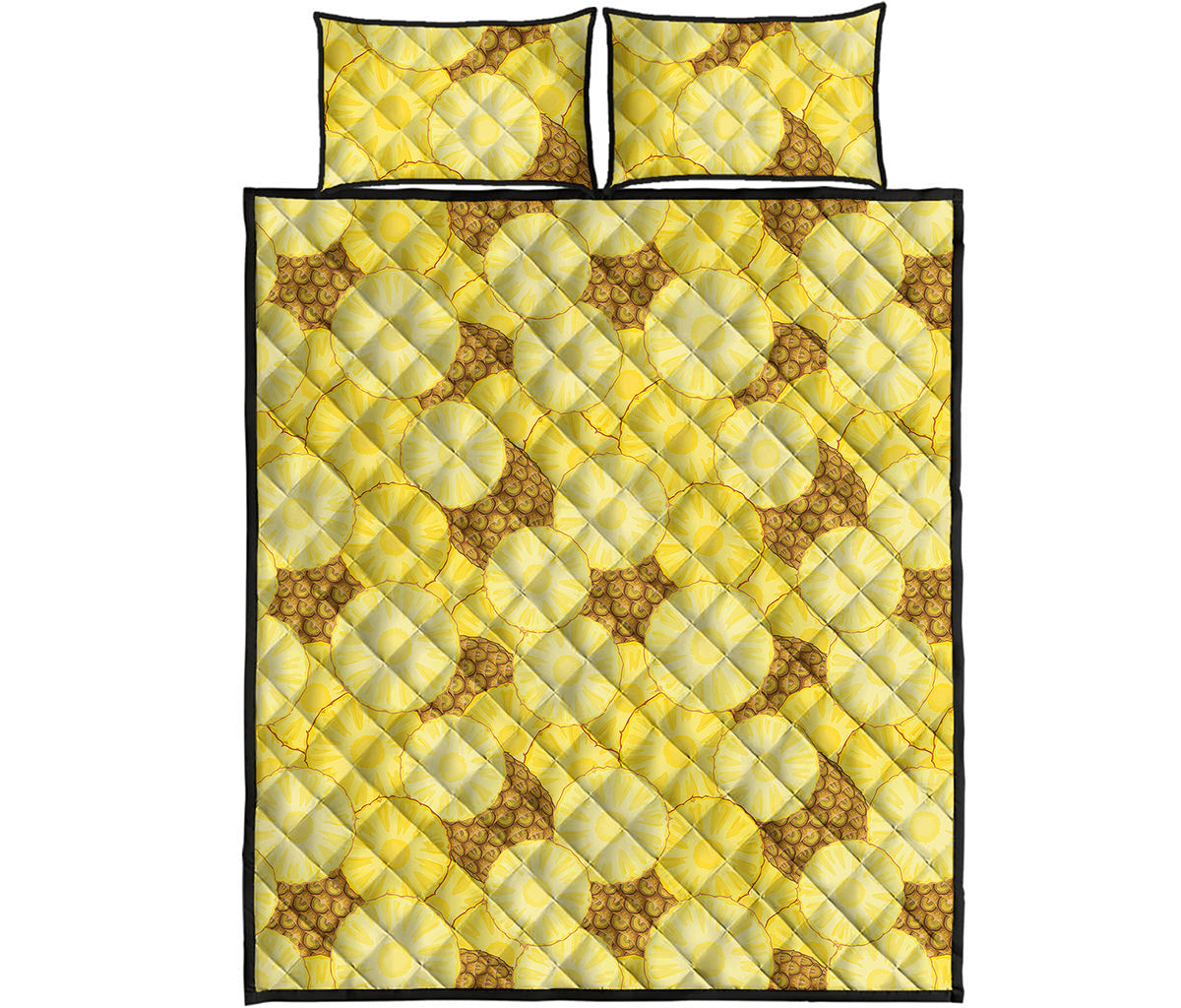 Pineapple Slices Pattern Print Quilt Bed Set