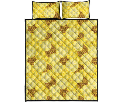 Pineapple Slices Pattern Print Quilt Bed Set