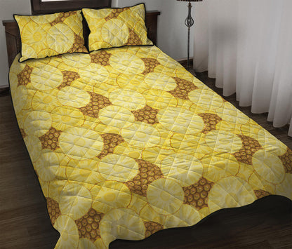 Pineapple Slices Pattern Print Quilt Bed Set