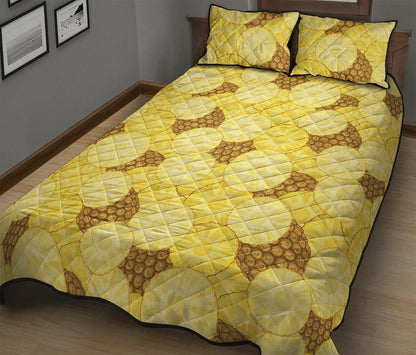 Pineapple Slices Pattern Print Quilt Bed Set