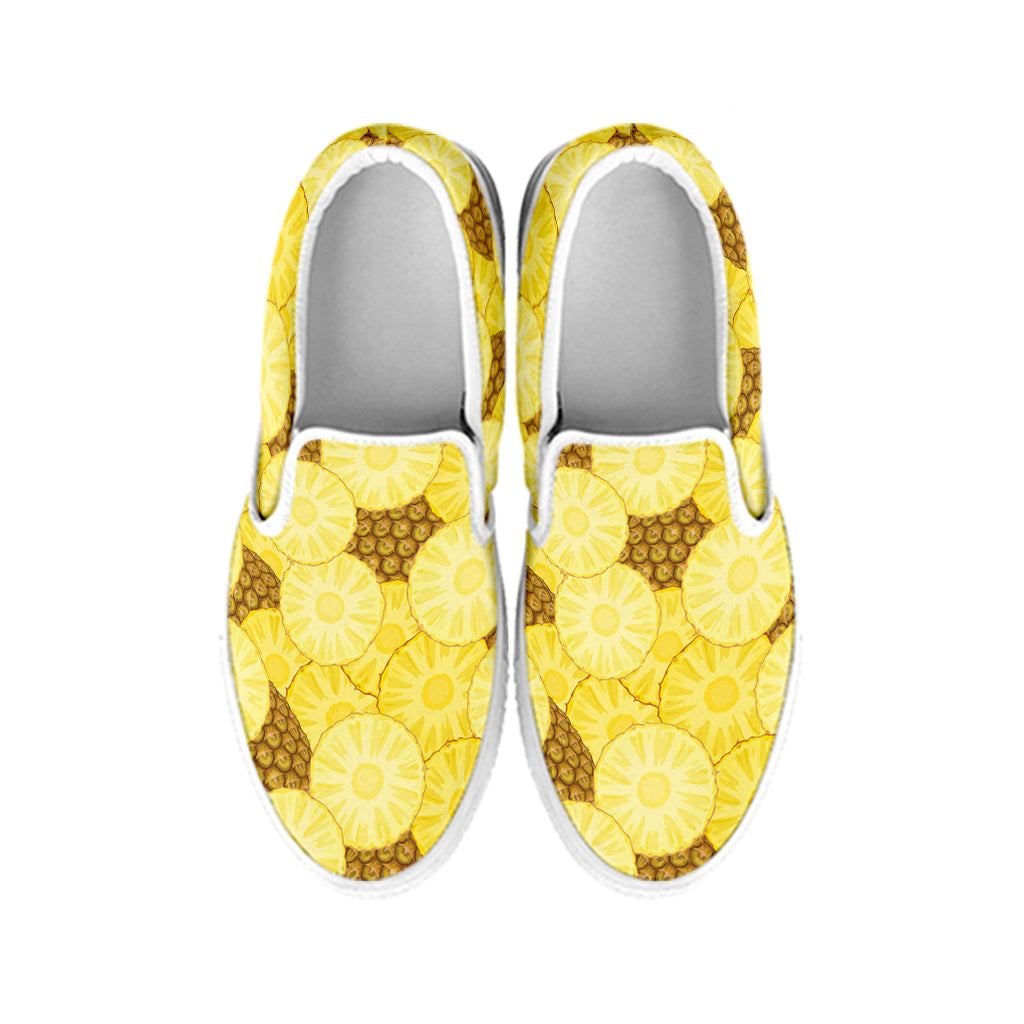 Pineapple Slices Pattern Print White Slip On Shoes