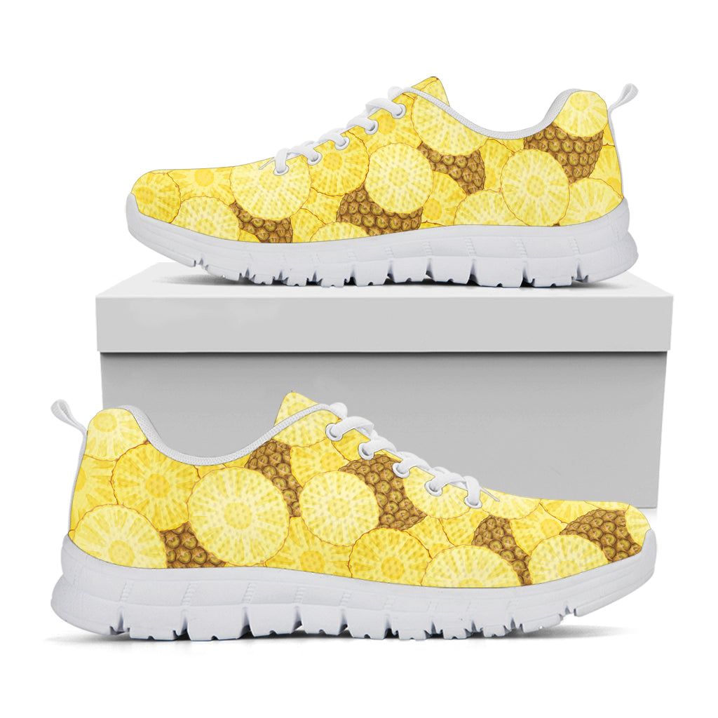 Pineapple Slices Pattern Print White Sneakers