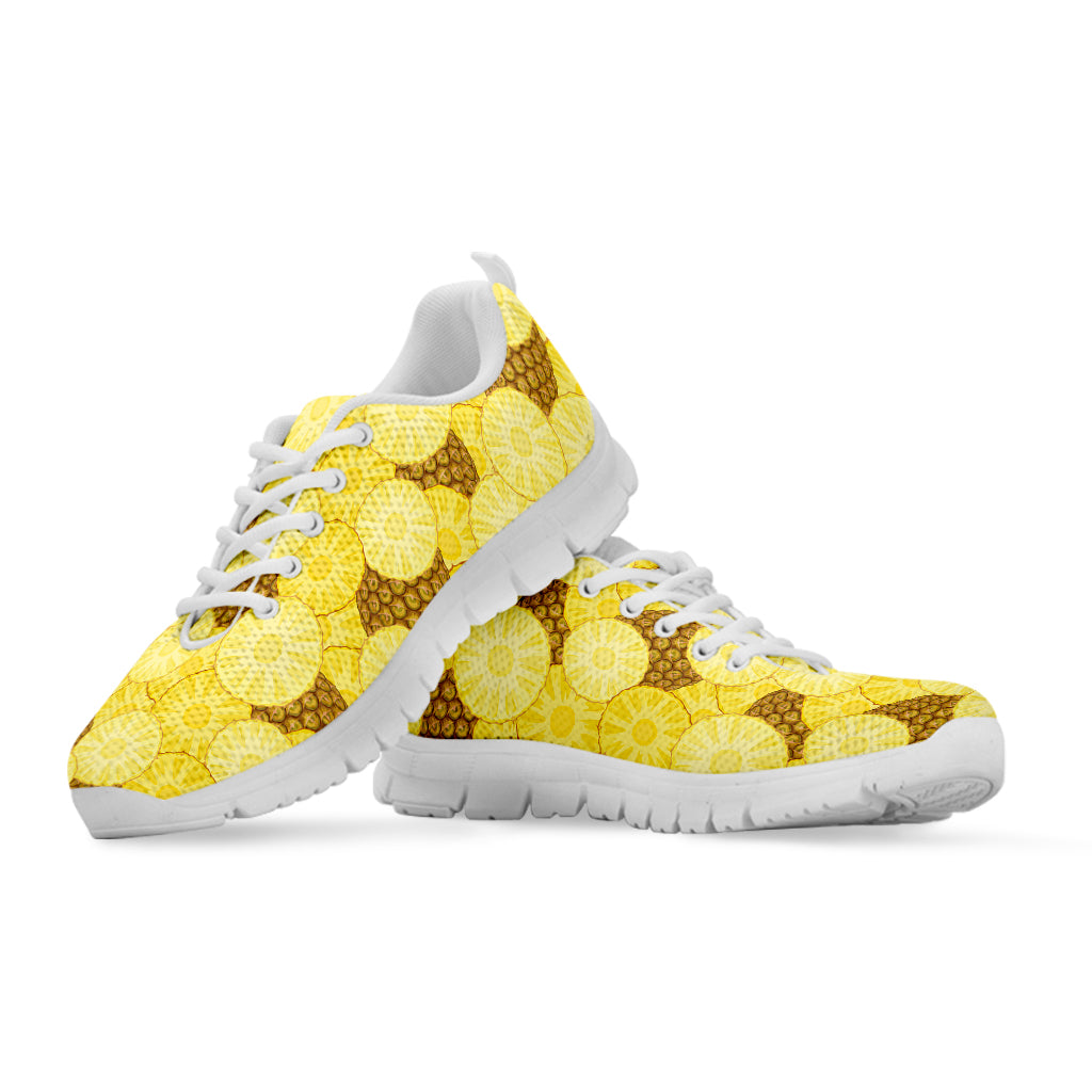 Pineapple Slices Pattern Print White Sneakers