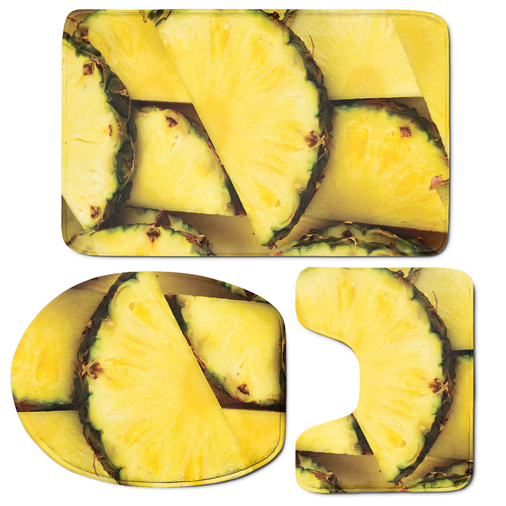 Pineapple Slices Print 3 Piece Bath Mat Set