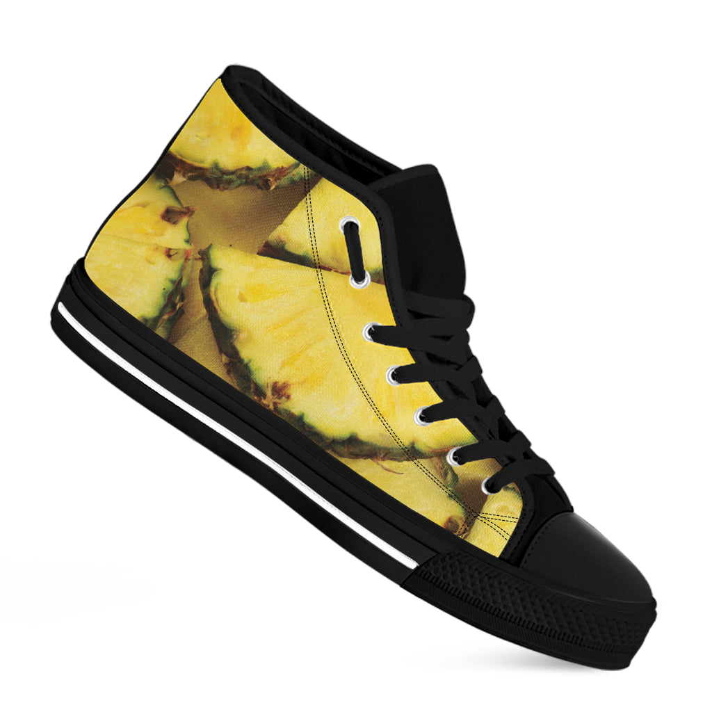 Pineapple Slices Print Black High Top Shoes