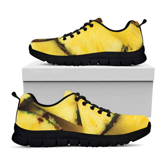 Pineapple Slices Print Black Sneakers