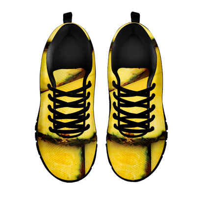 Pineapple Slices Print Black Sneakers
