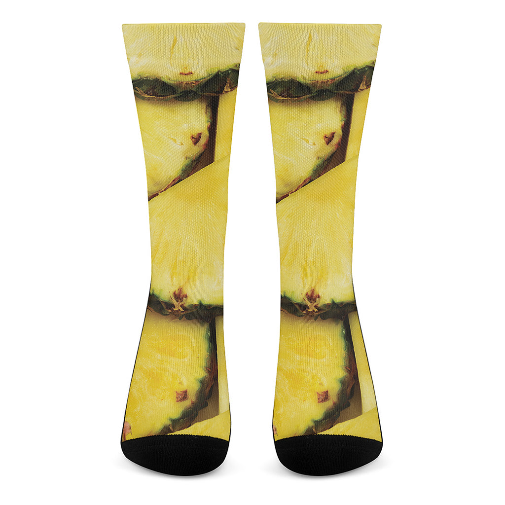 Pineapple Slices Print Crew Socks