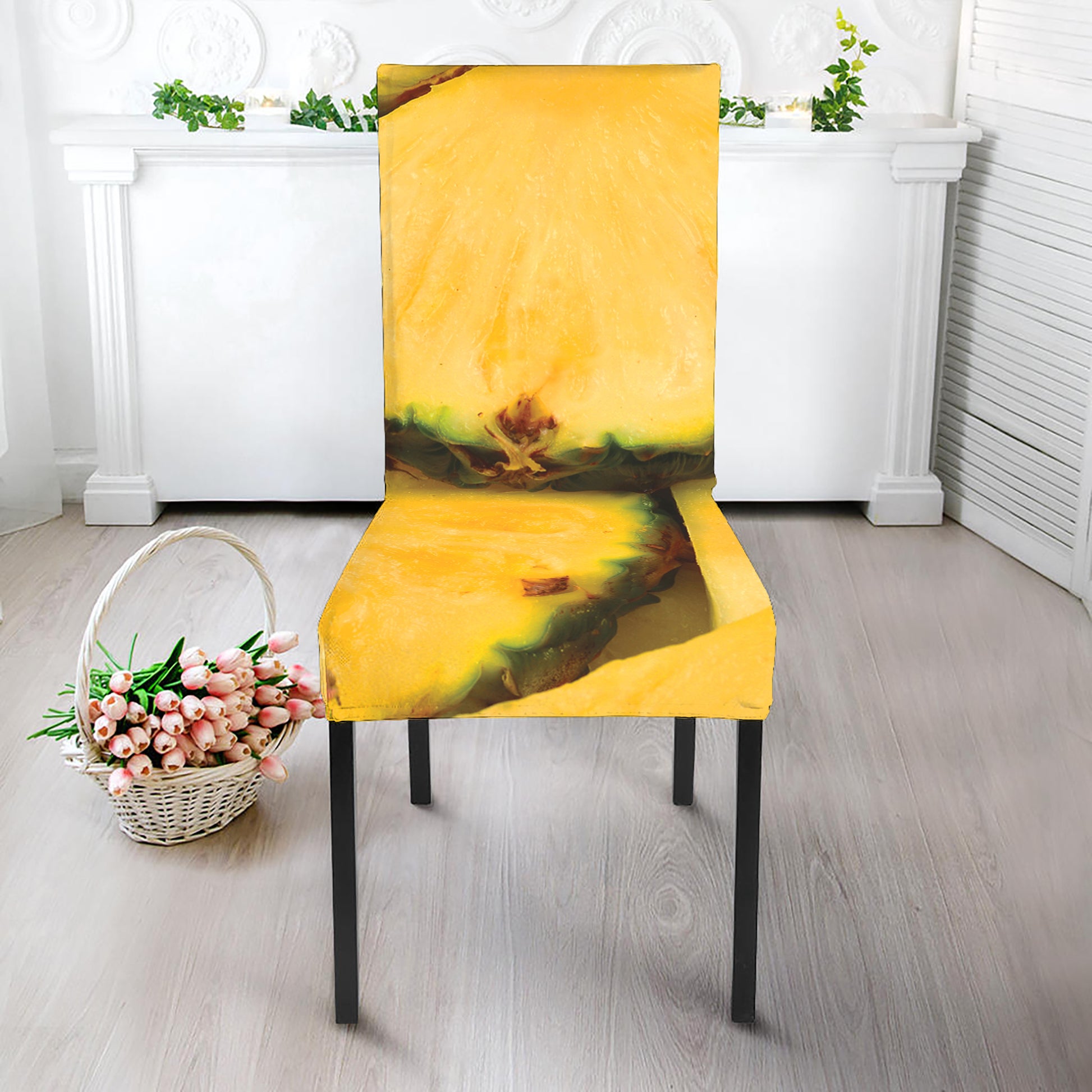 Pineapple Slices Print Dining Chair Slipcover