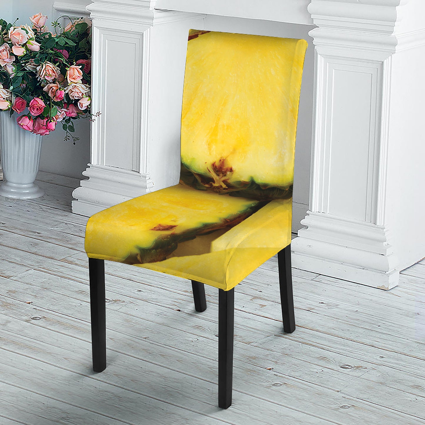 Pineapple Slices Print Dining Chair Slipcover
