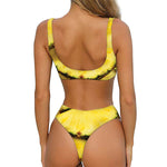 Pineapple Slices Print Front Bow Tie Bikini
