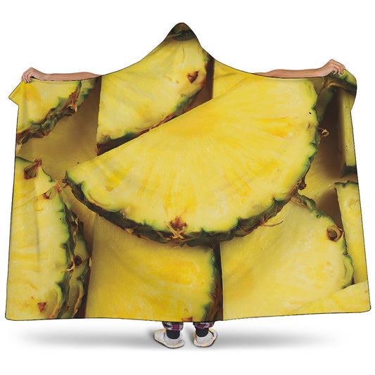 Pineapple Slices Print Hooded Blanket