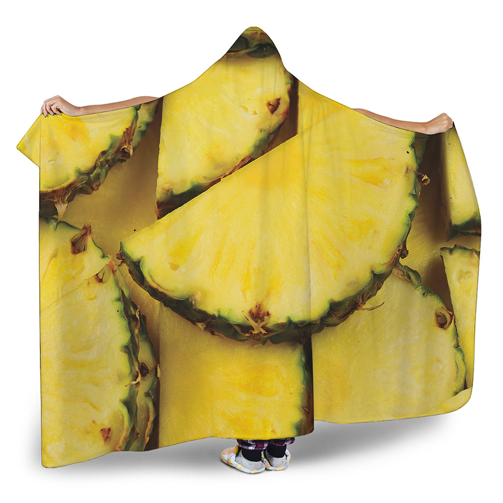 Pineapple Slices Print Hooded Blanket