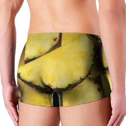 Pineapple Slices Print Men's Boxer Briefs