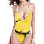 Pineapple Slices Print One Piece High Cut Swimsuit