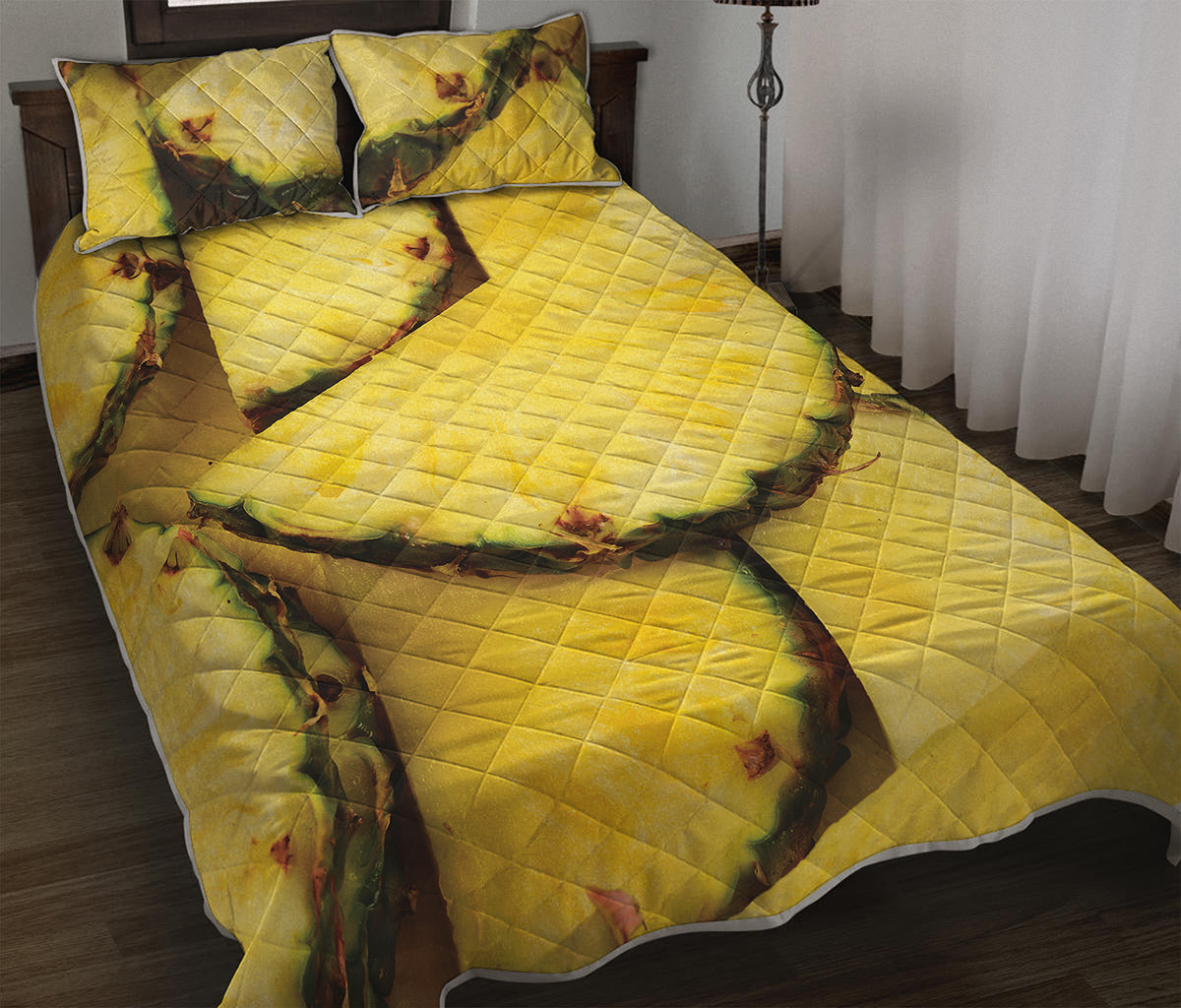 Pineapple Slices Print Quilt Bed Set