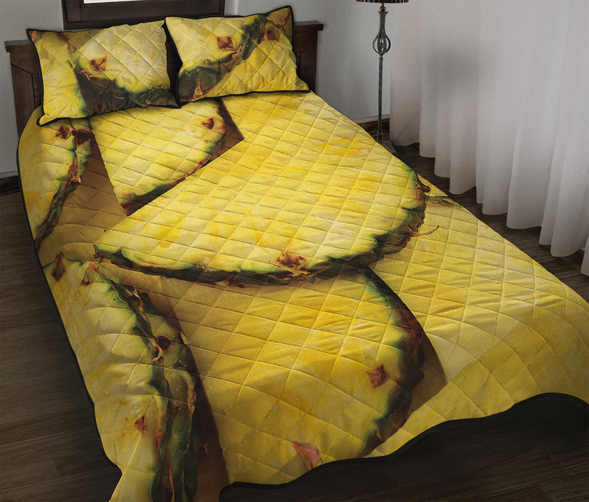 Pineapple Slices Print Quilt Bed Set
