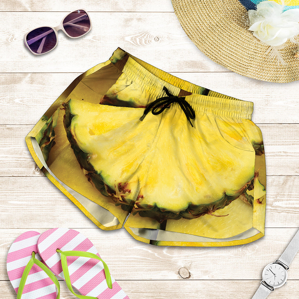 Pineapple Slices Print Women's Shorts