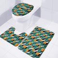 Pineapple Striped Pattern Print 3 Piece Bath Mat Set