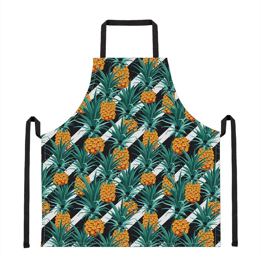 Pineapple Striped Pattern Print Apron