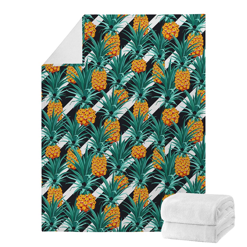 Pineapple Striped Pattern Print Blanket