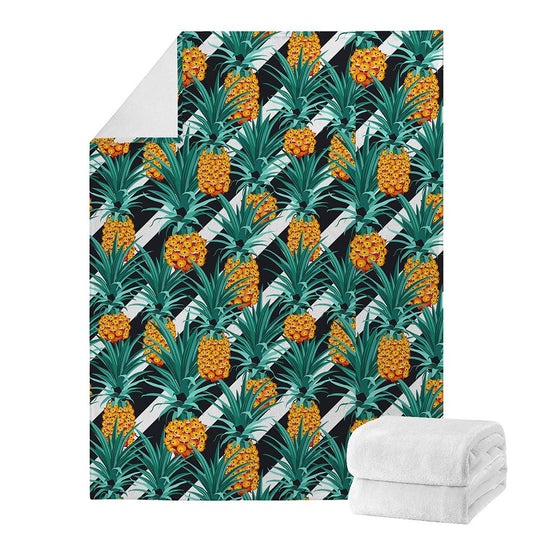 Pineapple Striped Pattern Print Blanket