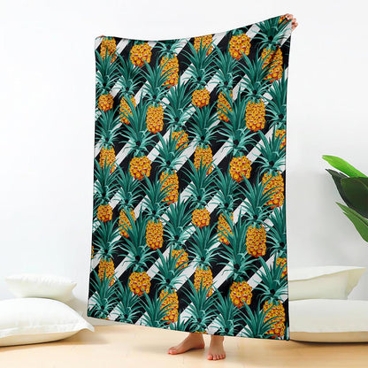 Pineapple Striped Pattern Print Blanket