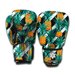 Pineapple Striped Pattern Print Boxing Gloves