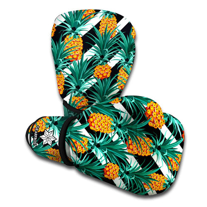 Pineapple Striped Pattern Print Boxing Gloves