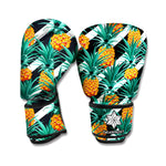 Pineapple Striped Pattern Print Boxing Gloves