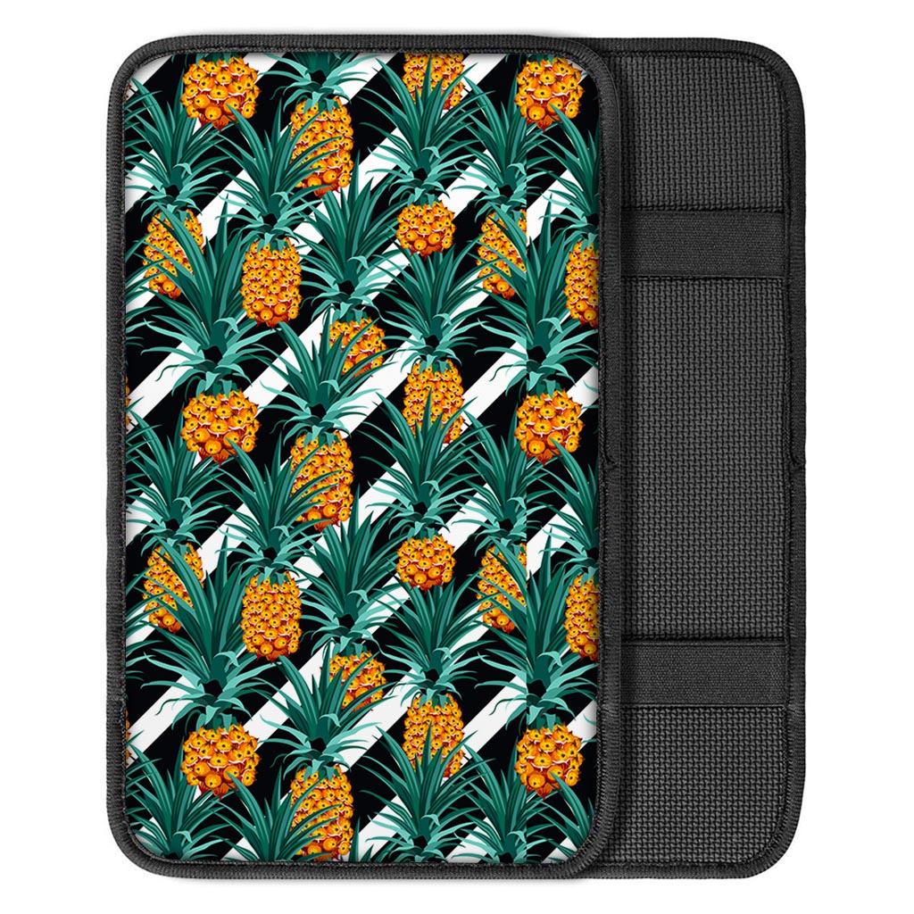 Pineapple Striped Pattern Print Car Center Console Cover