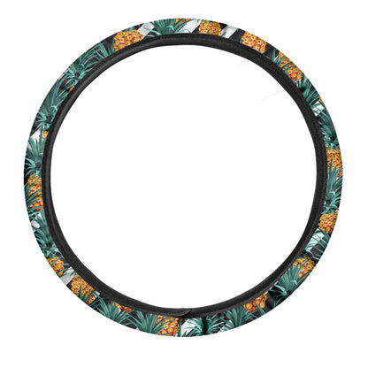 Pineapple Striped Pattern Print Car Steering Wheel Cover