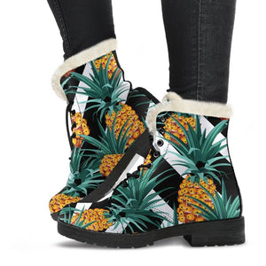 Pineapple Striped Pattern Print Comfy Boots GearFrost