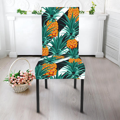Pineapple Striped Pattern Print Dining Chair Slipcover