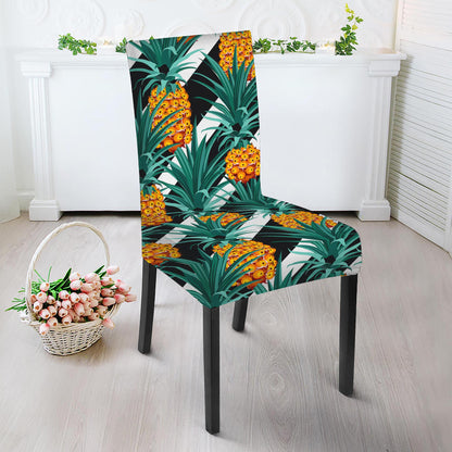 Pineapple Striped Pattern Print Dining Chair Slipcover