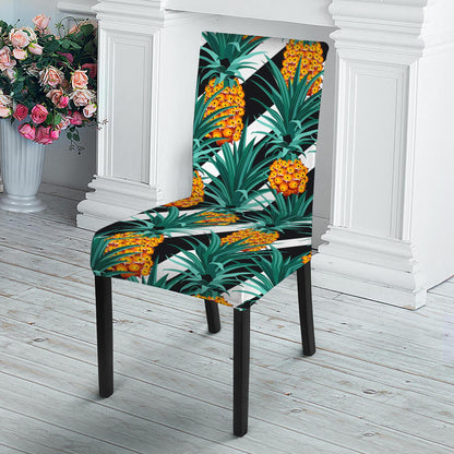 Pineapple Striped Pattern Print Dining Chair Slipcover