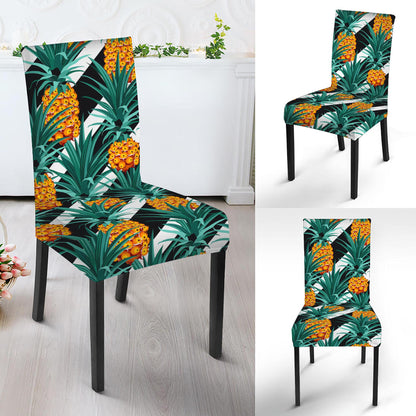Pineapple Striped Pattern Print Dining Chair Slipcover