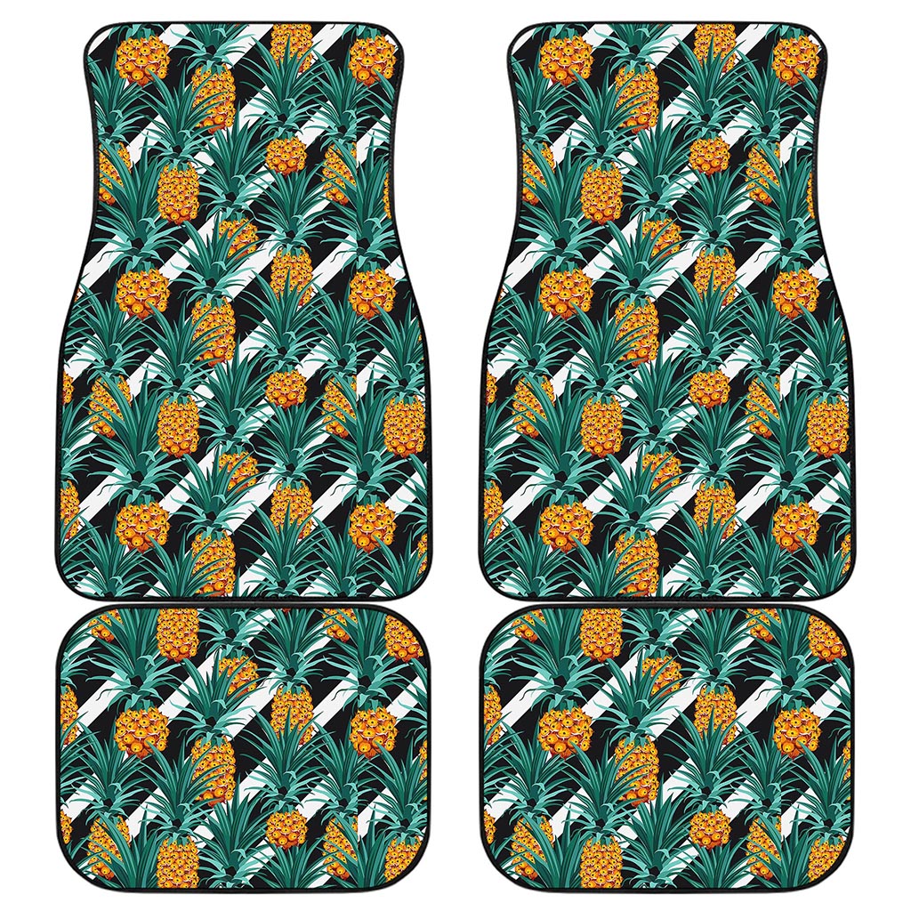 Pineapple Striped Pattern Print Front and Back Car Floor Mats