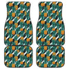 Pineapple Striped Pattern Print Front and Back Car Floor Mats