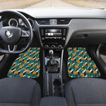 Pineapple Striped Pattern Print Front and Back Car Floor Mats