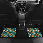 Pineapple Striped Pattern Print Front and Back Car Floor Mats