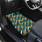 Pineapple Striped Pattern Print Front and Back Car Floor Mats