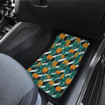 Pineapple Striped Pattern Print Front and Back Car Floor Mats