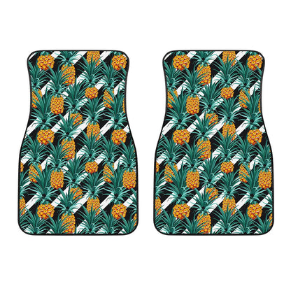 Pineapple Striped Pattern Print Front Car Floor Mats