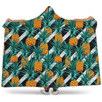 Pineapple Striped Pattern Print Hooded Blanket