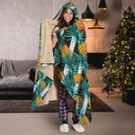 Pineapple Striped Pattern Print Hooded Blanket