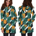 Pineapple Striped Pattern Print Hoodie Dress GearFrost